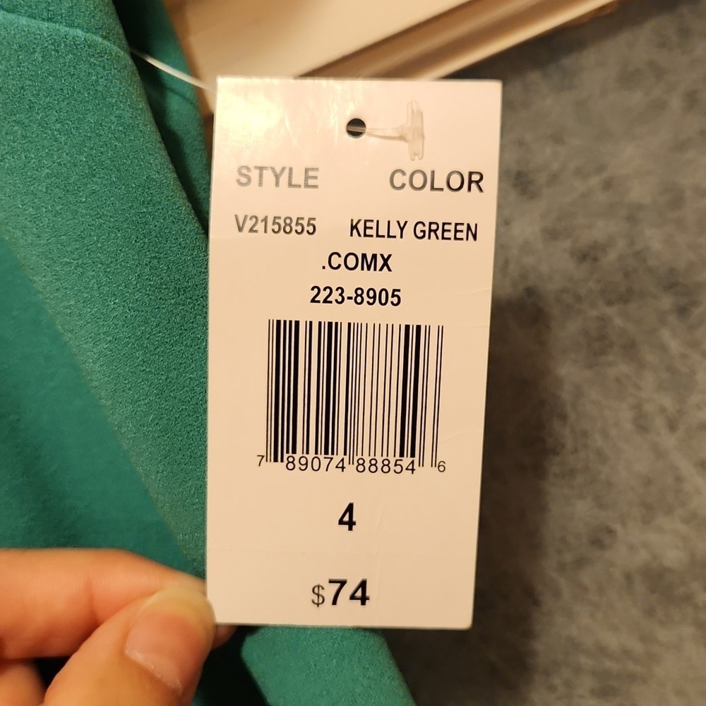 New! RN Studio green dress with ruffle sleeves size 4. Wedding party formal - Picture 3 of 9